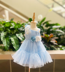 Girls’ Elegant Floral Tulle Party Dress – Multiple Colors