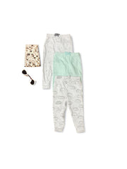 3-Pack Baby & Toddler Leggings – Clouds, Moons & Mint Bow Style